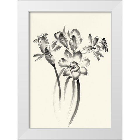 Ink Wash Floral I - Daffodils White Modern Wood Framed Art Print by Rae, Nan