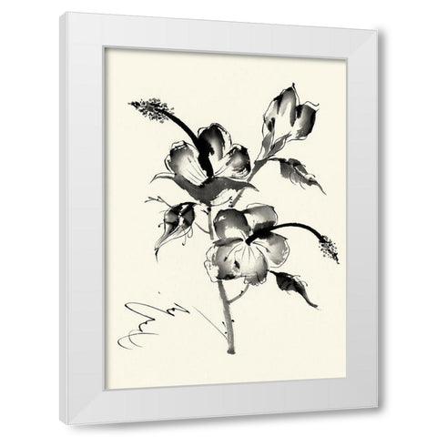 Ink Wash Floral III - Hibiscus White Modern Wood Framed Art Print by Rae, Nan
