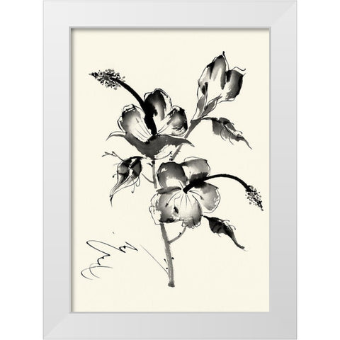 Ink Wash Floral III - Hibiscus White Modern Wood Framed Art Print by Rae, Nan