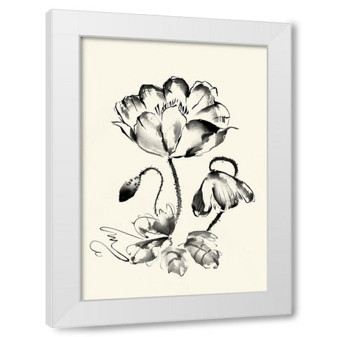 Ink Wash Floral IV - Poppy White Modern Wood Framed Art Print by Rae, Nan