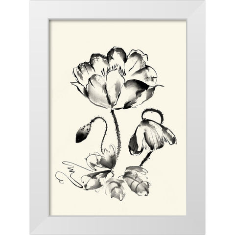Ink Wash Floral IV - Poppy White Modern Wood Framed Art Print by Rae, Nan
