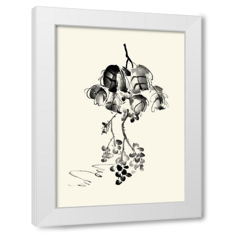 Ink Wash Floral V - Grapes White Modern Wood Framed Art Print by Rae, Nan