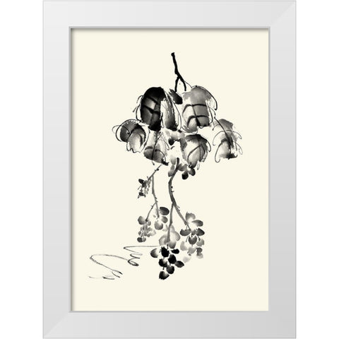 Ink Wash Floral V - Grapes White Modern Wood Framed Art Print by Rae, Nan