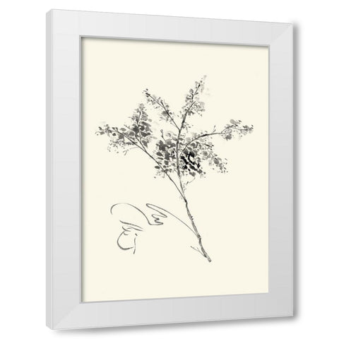 Ink Wash Floral VII - Forsythia White Modern Wood Framed Art Print by Rae, Nan