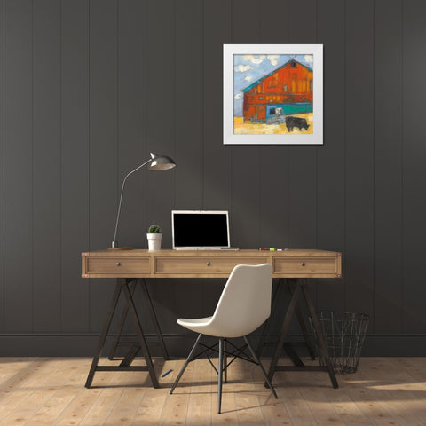 Schullsburg Barn White Modern Wood Framed Art Print by Jachimiec, Sue