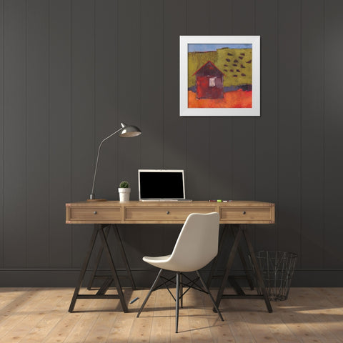 Oosburg Barn White Modern Wood Framed Art Print by Jachimiec, Sue