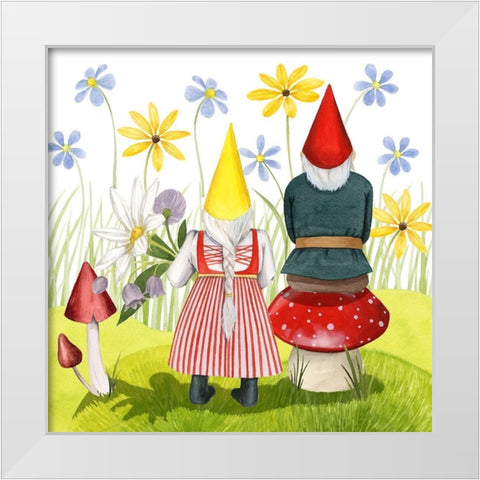 Gnome Neighbors III White Modern Wood Framed Art Print by Popp, Grace