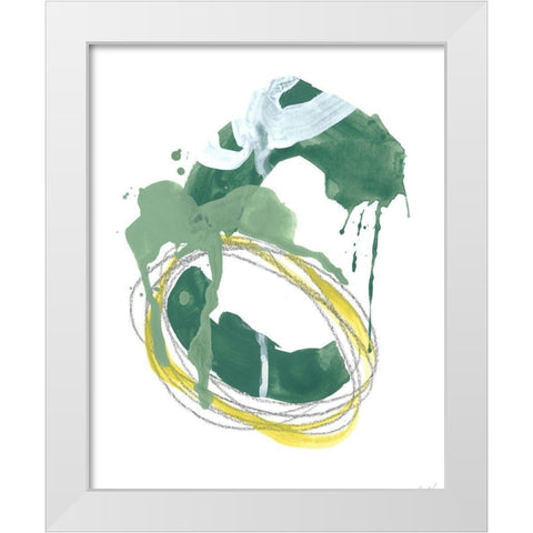 Green Discus I White Modern Wood Framed Art Print by Vess, June Erica