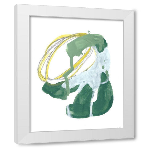Green Discus II White Modern Wood Framed Art Print by Vess, June Erica