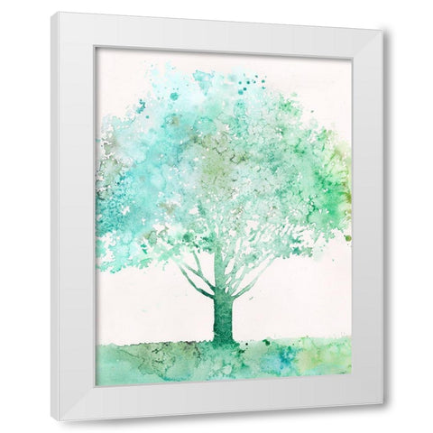 Aquamarine Tree I White Modern Wood Framed Art Print by Meagher, Megan