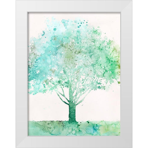 Aquamarine Tree I White Modern Wood Framed Art Print by Meagher, Megan