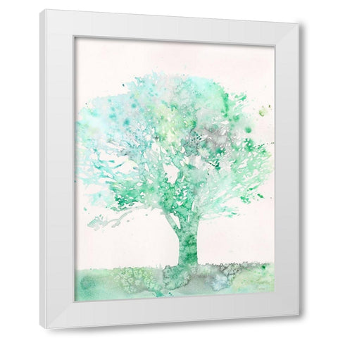 Aquamarine Tree II White Modern Wood Framed Art Print by Meagher, Megan