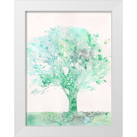 Aquamarine Tree II White Modern Wood Framed Art Print by Meagher, Megan