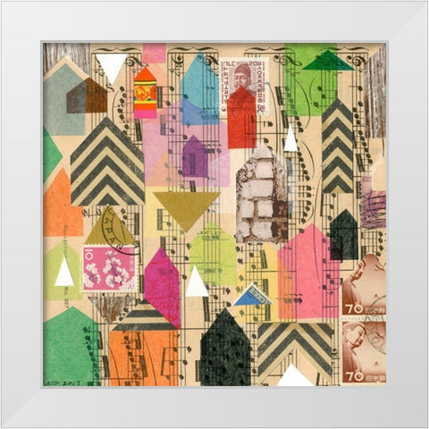 Stamped Houses I White Modern Wood Framed Art Print by Galapon, Nikki