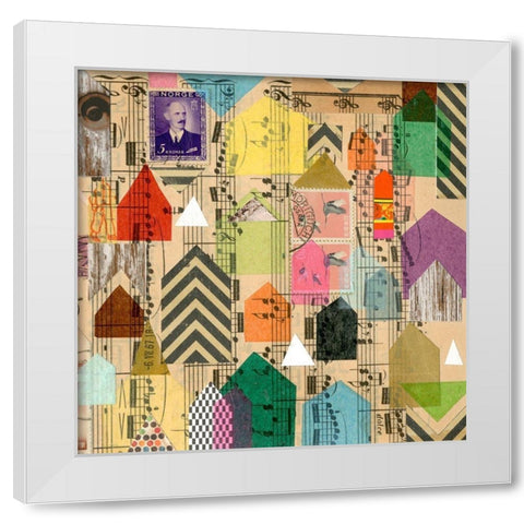 Stamped Houses II White Modern Wood Framed Art Print by Galapon, Nikki