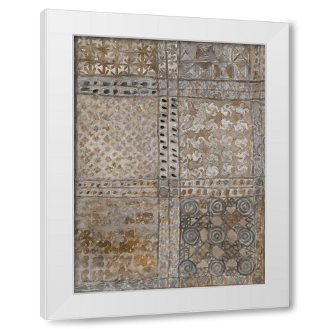 Aged Adinkra Cloth I White Modern Wood Framed Art Print by Dixon, Samuel