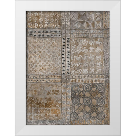 Aged Adinkra Cloth I White Modern Wood Framed Art Print by Dixon, Samuel
