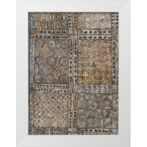 Aged Adinkra Cloth II White Modern Wood Framed Art Print by Dixon, Samuel