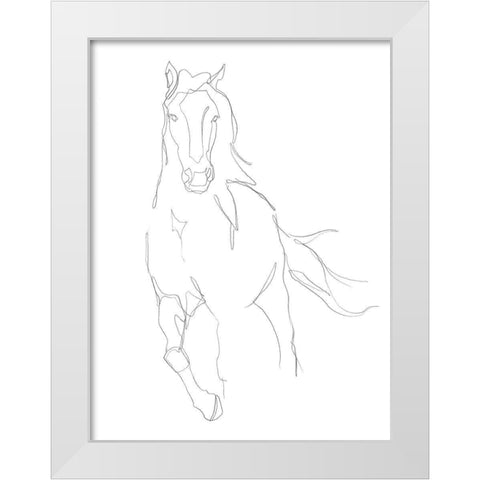 Horse Contour II White Modern Wood Framed Art Print by Harper, Ethan