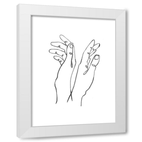 Hand Gestures II White Modern Wood Framed Art Print by Scarvey, Emma