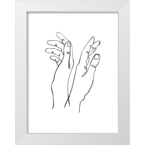 Hand Gestures II White Modern Wood Framed Art Print by Scarvey, Emma