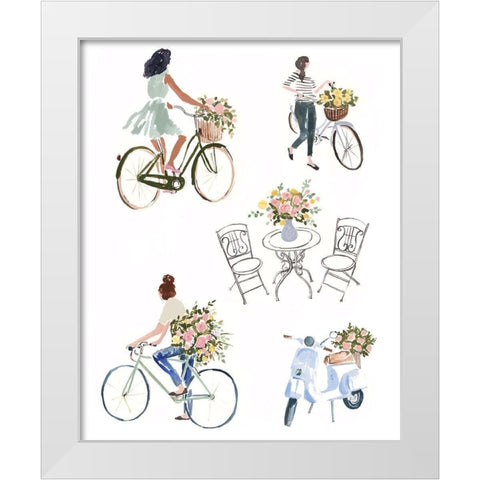 Bring Home Flowers I White Modern Wood Framed Art Print by Borges, Victoria