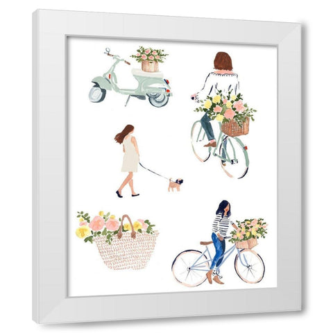 Bring Home Flowers II White Modern Wood Framed Art Print by Borges, Victoria