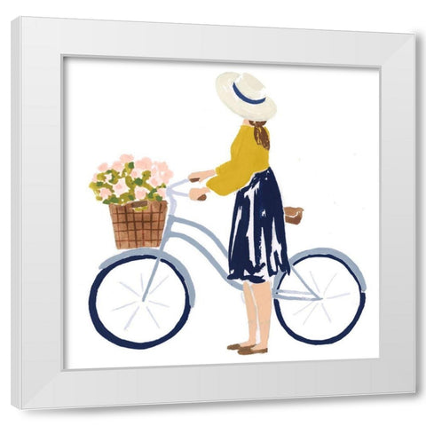 Bonheur V White Modern Wood Framed Art Print by Borges, Victoria