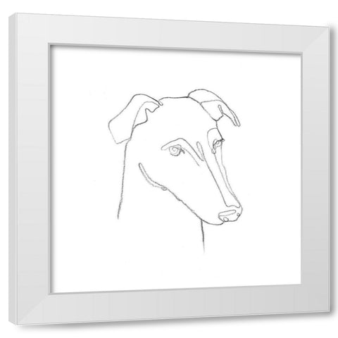 Greyhound Pencil Portrait II White Modern Wood Framed Art Print by Scarvey, Emma