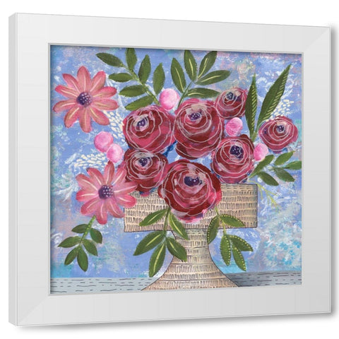 Rosa Bouquet I White Modern Wood Framed Art Print by Moore, Regina