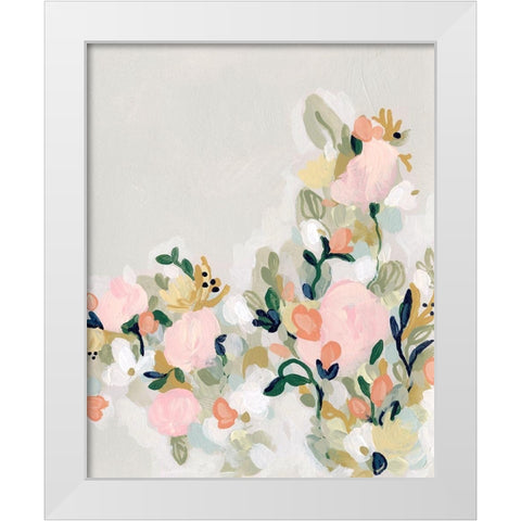 Blushing Blooms I White Modern Wood Framed Art Print by Vess, June Erica
