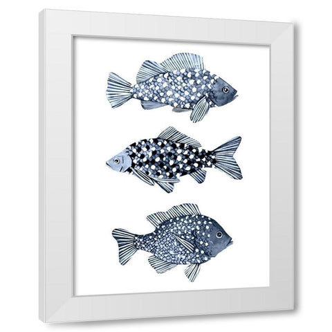 Blue Fish I White Modern Wood Framed Art Print by Scarvey, Emma