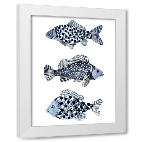 Blue Fish II White Modern Wood Framed Art Print by Scarvey, Emma