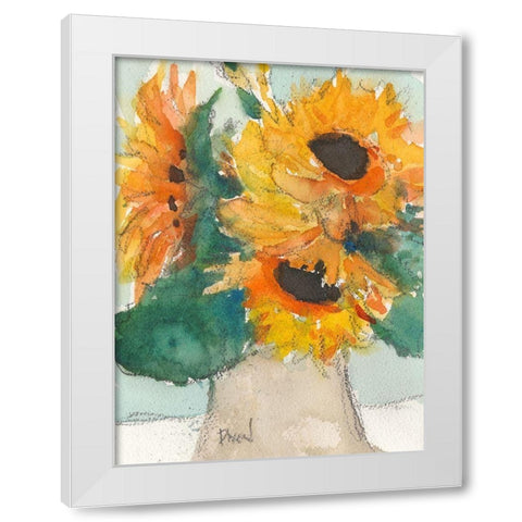 Rustic Sunflowers I White Modern Wood Framed Art Print by Dixon, Samuel