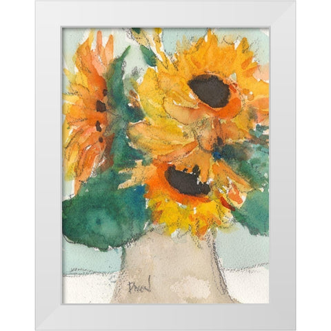 Rustic Sunflowers I White Modern Wood Framed Art Print by Dixon, Samuel
