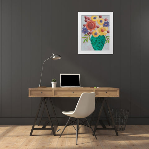 Sunny Floral I White Modern Wood Framed Art Print by Moore, Regina