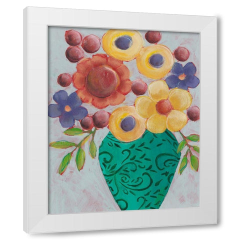Sunny Floral I White Modern Wood Framed Art Print by Moore, Regina