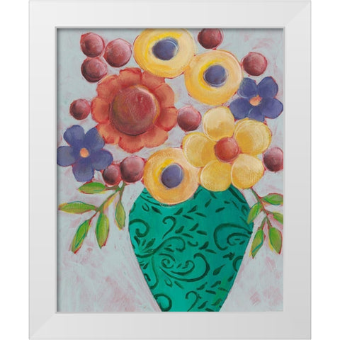 Sunny Floral I White Modern Wood Framed Art Print by Moore, Regina