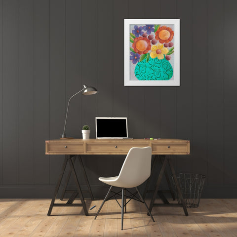 Sunny Floral II White Modern Wood Framed Art Print by Moore, Regina