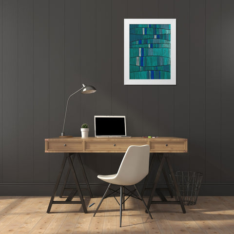 Teal Tribal I White Modern Wood Framed Art Print by Moore, Regina