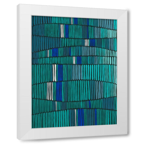 Teal Tribal I White Modern Wood Framed Art Print by Moore, Regina