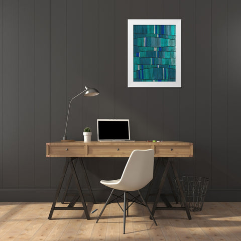 Teal Tribal II White Modern Wood Framed Art Print by Moore, Regina