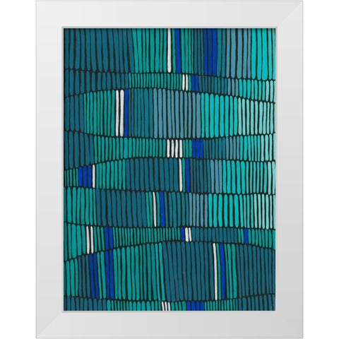 Teal Tribal II White Modern Wood Framed Art Print by Moore, Regina
