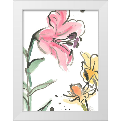 Ink Wash Garden V White Modern Wood Framed Art Print by Vess, June Erica