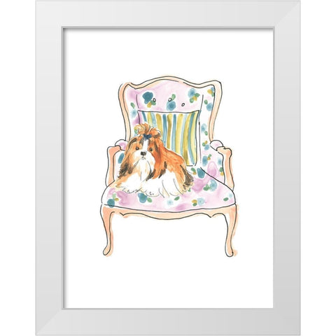 Petite Chien II White Modern Wood Framed Art Print by Vess, June Erica