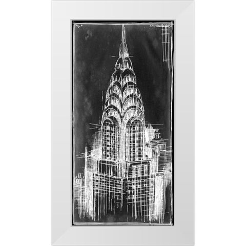 Custom Chrysler Blueprint (SUN) White Modern Wood Framed Art Print by Harper, Ethan