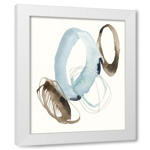 Blue and Umber Rounds II White Modern Wood Framed Art Print by Goldberger, Jennifer
