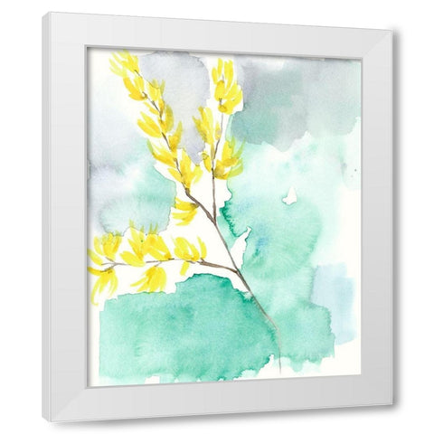 Forsythia Dreams I White Modern Wood Framed Art Print by Goldberger, Jennifer