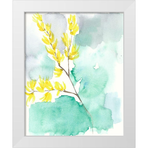 Forsythia Dreams I White Modern Wood Framed Art Print by Goldberger, Jennifer