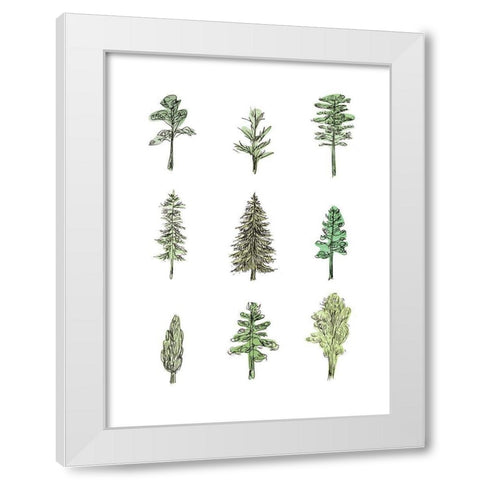 Collected Pines I White Modern Wood Framed Art Print by Wang, Melissa